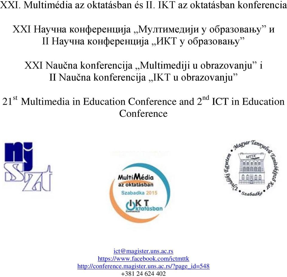 XXI. Multimédia az oktatásban és II. IKT az oktatásban konferencia - PDF  Ingyenes letöltés