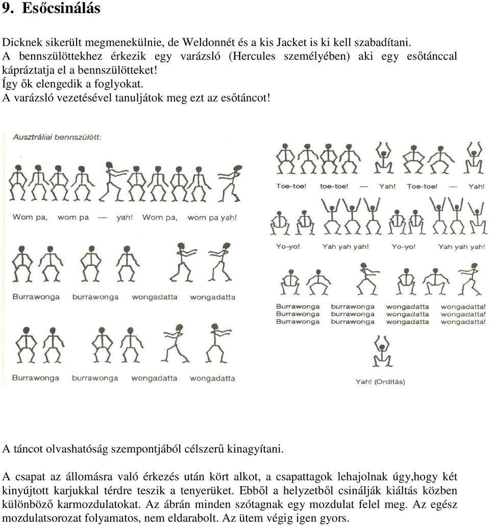 A varázsló vezetésével tanuljátok meg ezt az esıtáncot! A táncot olvashatóság szempontjából célszerő kinagyítani.