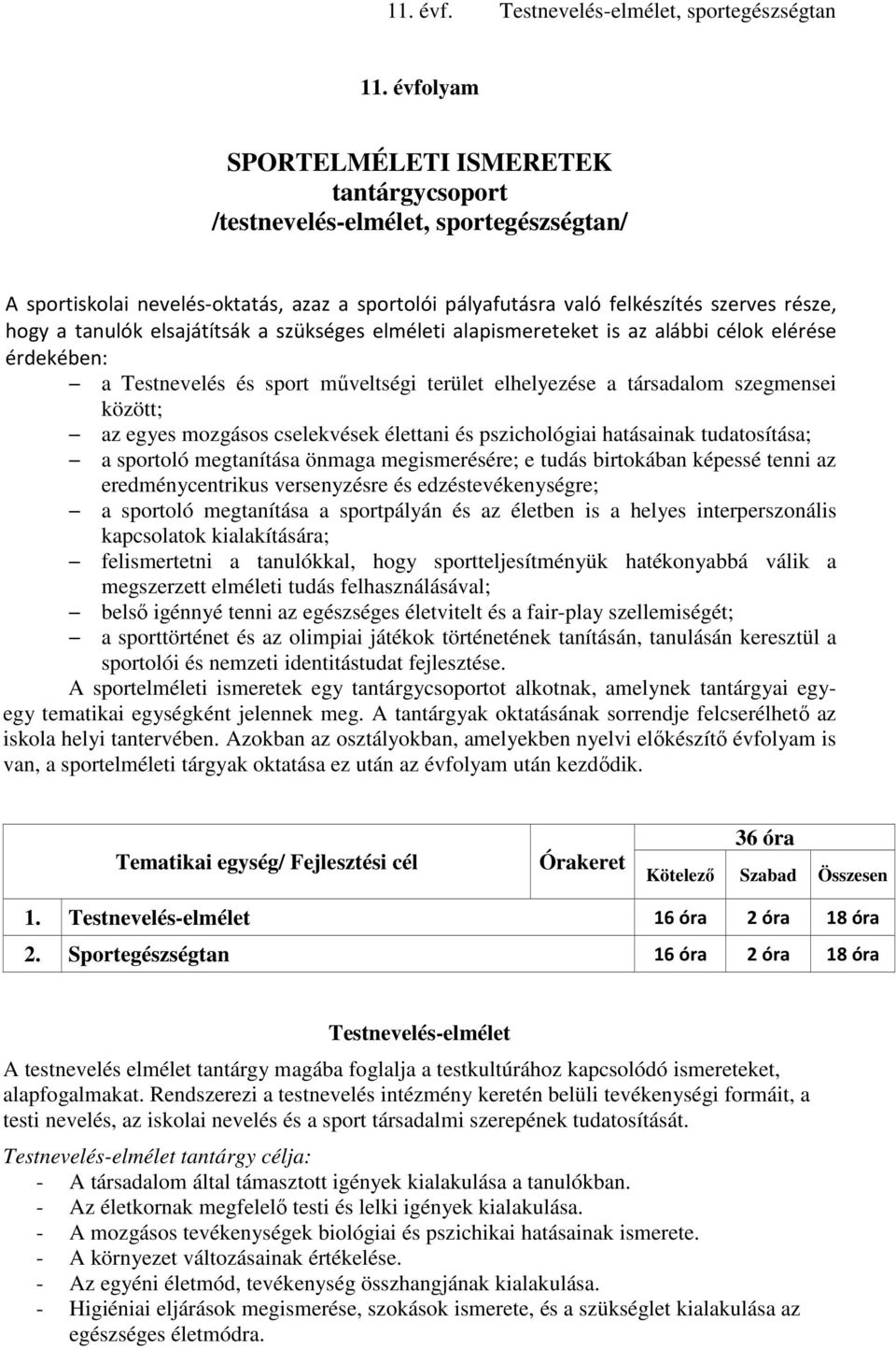 cselekvések élettani és pszichológiai hatásainak tudatosítása; a sportoló megtanítása önmaga megismerésére; e tudás birtokában képessé tenni az eredménycentrikus versenyzésre és edzéstevékenységre; a