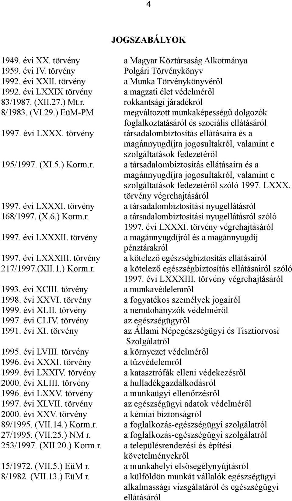 ) EüM-PM megváltozott munkaképességű dolgozók foglalkoztatásáról és szociális ellátásáról 1997. évi LXXX.