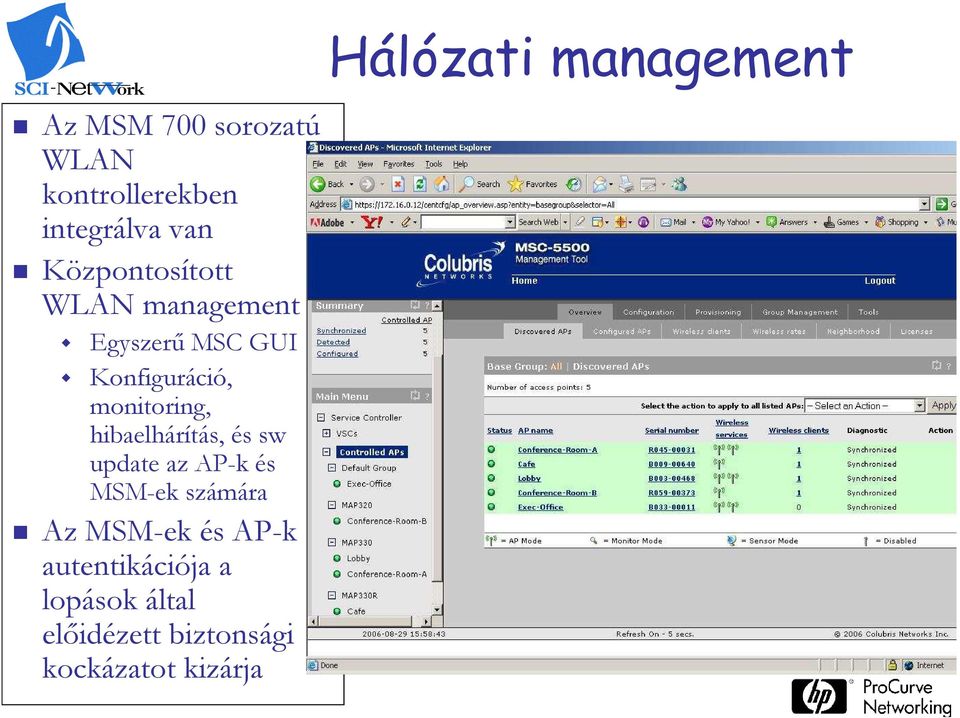 és sw update az AP-k és MSM-ek számára Az MSM-ek és AP-k autentikációja a