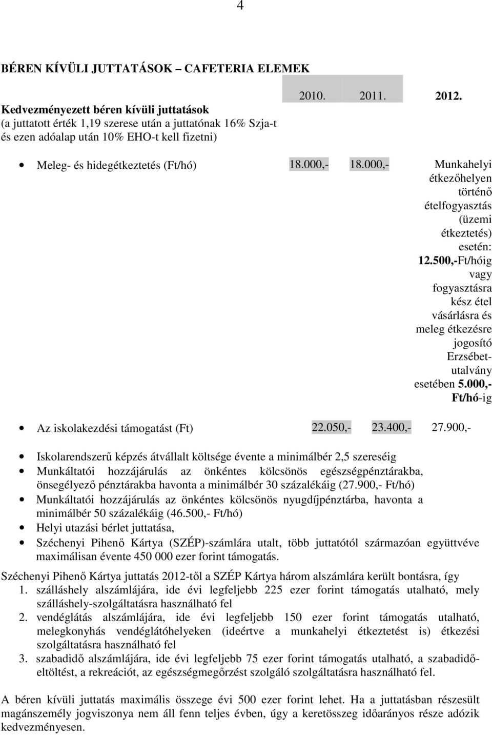 500,-Ft/hóig vagy fogyasztásra kész étel vásárlásra és meleg étkezésre jogosító Erzsébetutalvány esetében 5.000,- Ft/hó-ig Az iskolakezdési támogatást (Ft) 22.050,- 23.400,- 27.