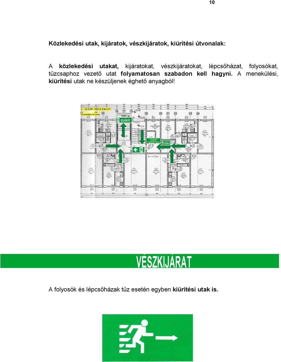 utat folyamatosan szabadon kell hagyni.