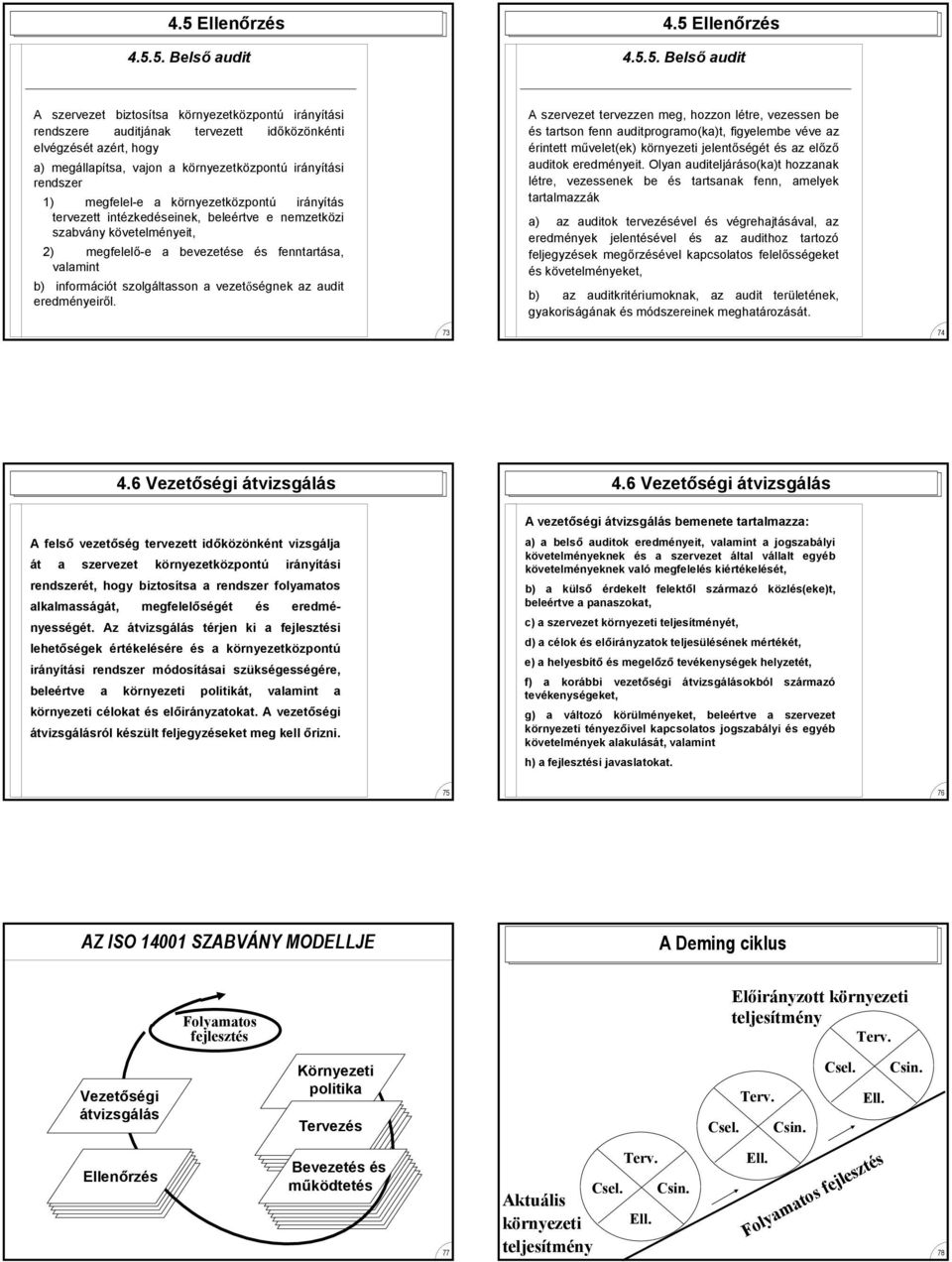 bevezetése és fenntartása, valamint b) információt szolgáltasson a vezetőségnek az audit eredményeiről.