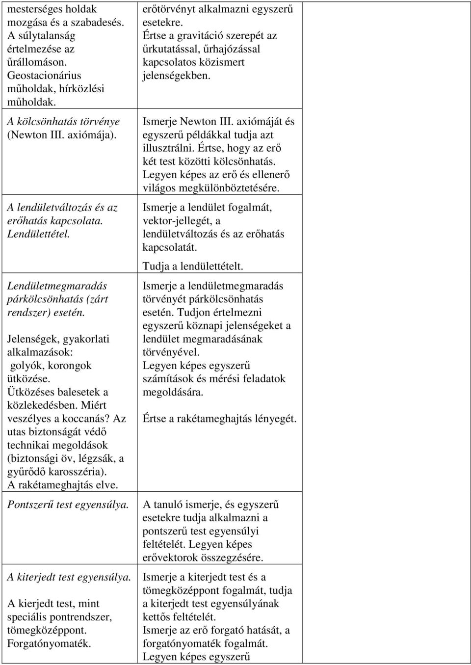 Ütközéses balesetek a közlekedésben. Miért veszélyes a koccanás? Az utas biztonságát védő technikai megoldások (biztonsági öv, légzsák, a gyűrődő karosszéria). A rakétameghajtás elve.