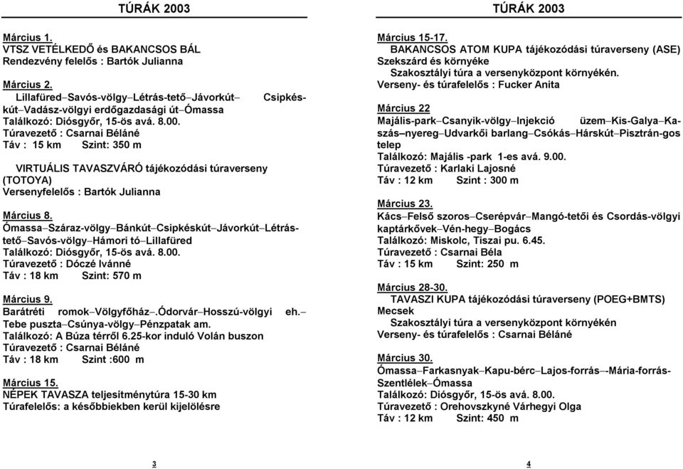 Túravezető : Csarnai Béláné Táv : 15 km Szint: 350 m VIRTUÁLIS TAVASZVÁRÓ tájékozódási túraverseny (TOTOYA) Versenyfelelős : Bartók Julianna Március 8.