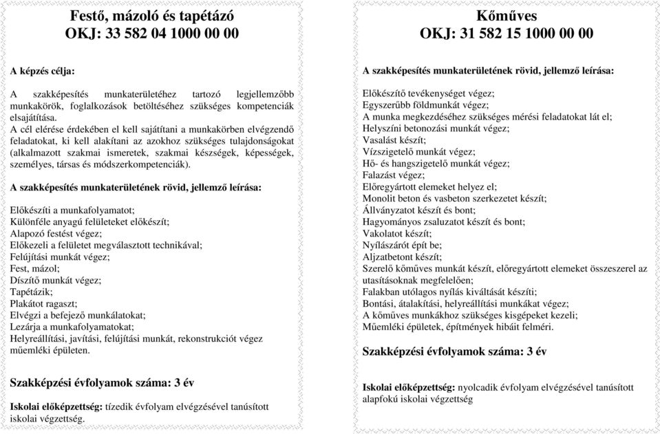 Helyreállítási, javítási, felújítási munkát, rekonstrukciót végez műemléki épületen.