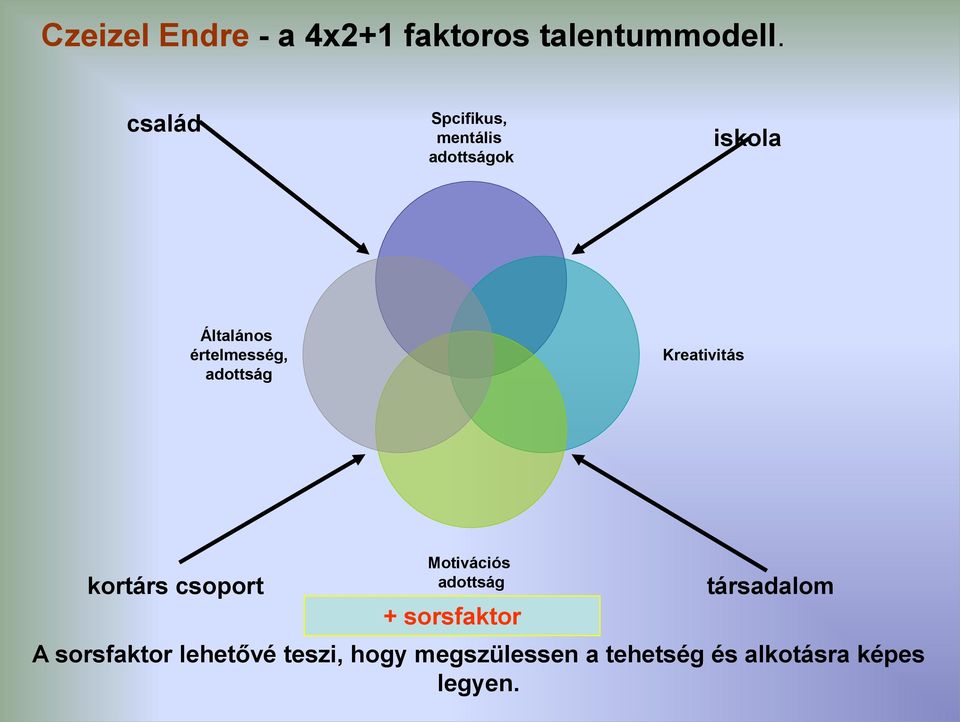 adottság Kreativitás kortárs csoport Motivációs adottság + sorsfaktor