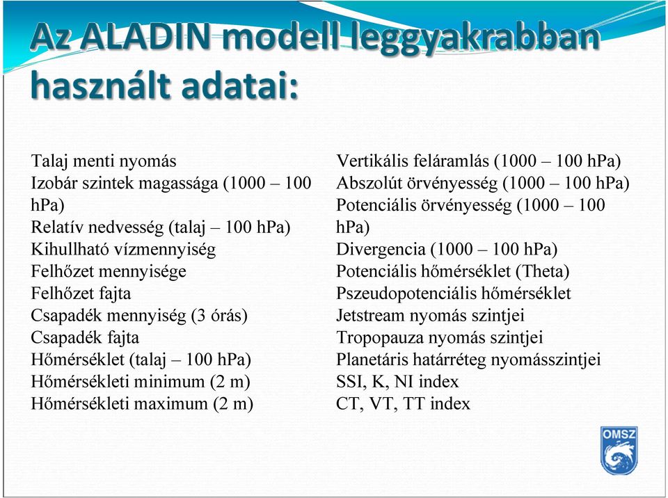 feláramlás (1000 100 hpa) Abszolút örvényesség (1000 100 hpa) Potenciális örvényesség (1000 100 hpa) Divergencia (1000 100 hpa) Potenciális