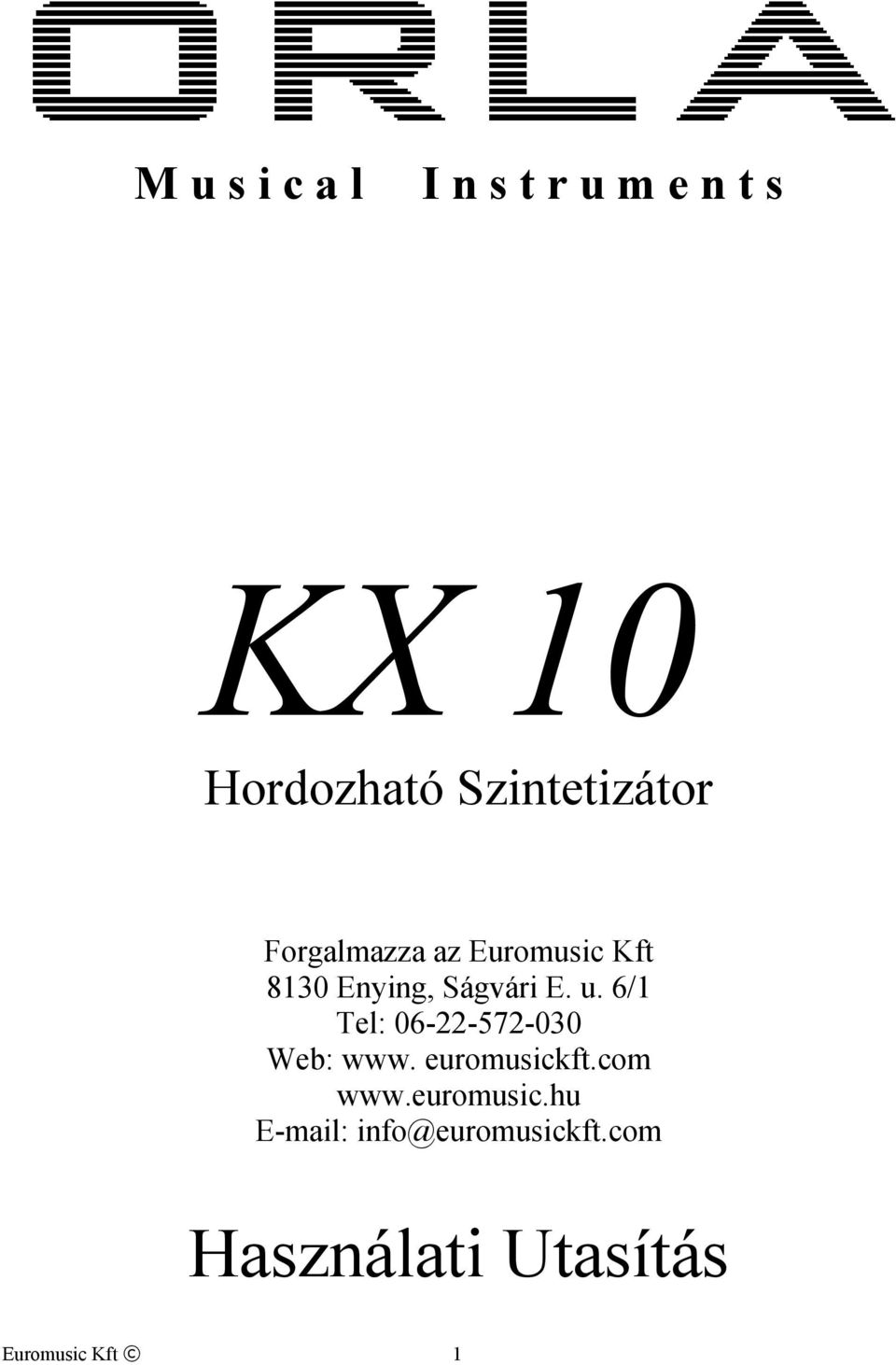 KX 10. Hordozható Szintetizátor - PDF Ingyenes letöltés