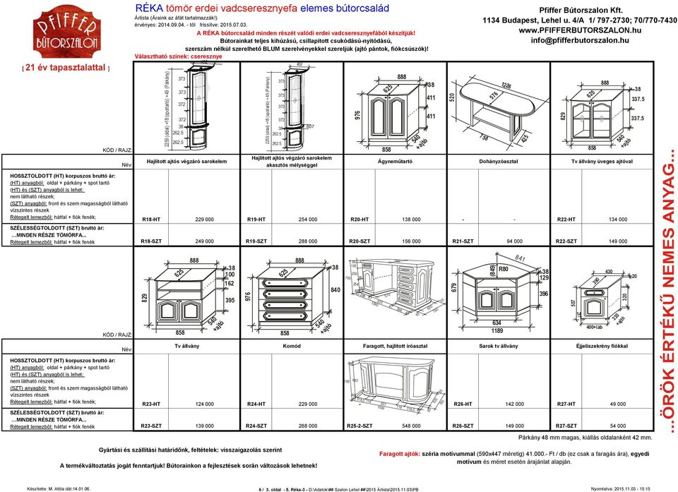 5 R-HT 229 000 R19-HT 254 000 R20-HT 1 000 - - R22-HT 134 000 Rétegelt lemezből: hátfal + fiók fenék R-SZT 2 000 R19-SZT 288 000 R20-SZT 15 000 R21-SZT 94 000 R22-SZT 1 000 100 12 395 13 25 70 254 40