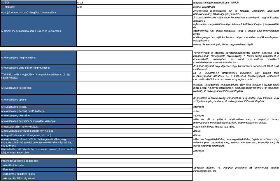 A kockázatelemzés célja azon kedvezőtlen események meghatározása, amelyek a fejlesztések megvalósíthatósági feltételeit befolyásolhatják (megvalósítás és üzemeltetés).