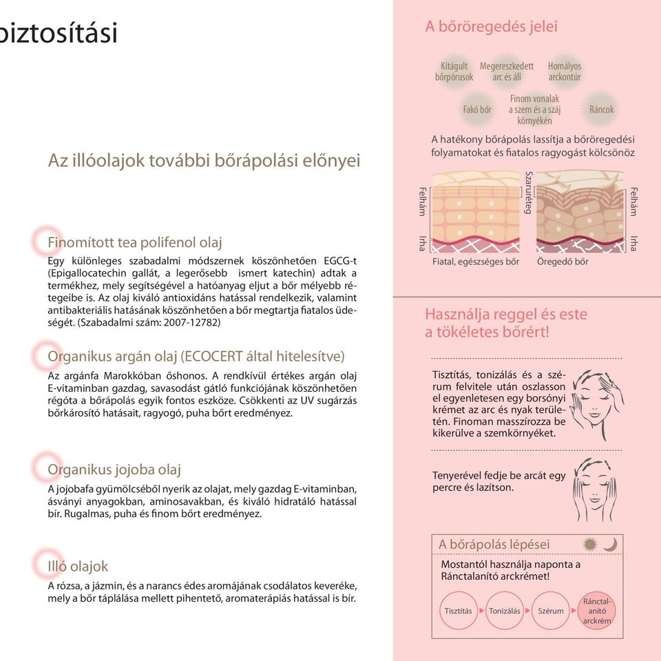 EGCG-t (Epigallocatechin gallát, a legerősebb ismert katechin) adtak a termékhez, mely segítségével a hatóanyag eljut a bőr mélyebb rétegeibe is.