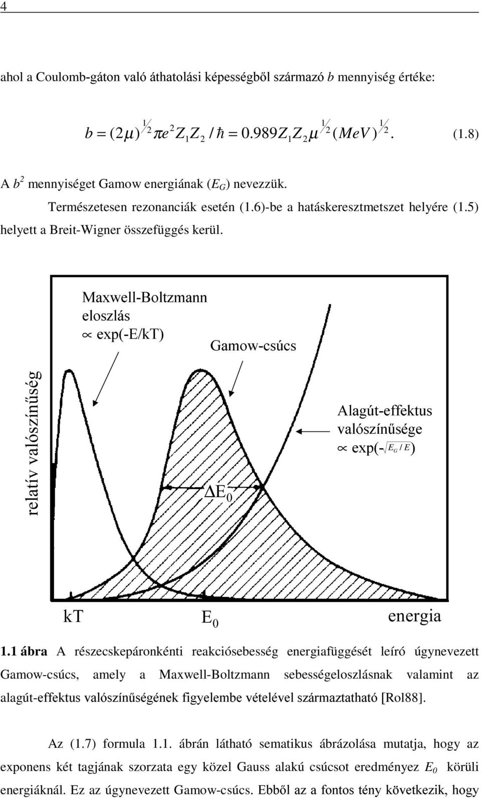 Maxwell-Boltzmann eloszlás exp(-e/kt) Gamow-csúcs relatív valószínûség E0 Alagút-effektus valószínûsége exp(- E) E / G kt E0 energia 1.