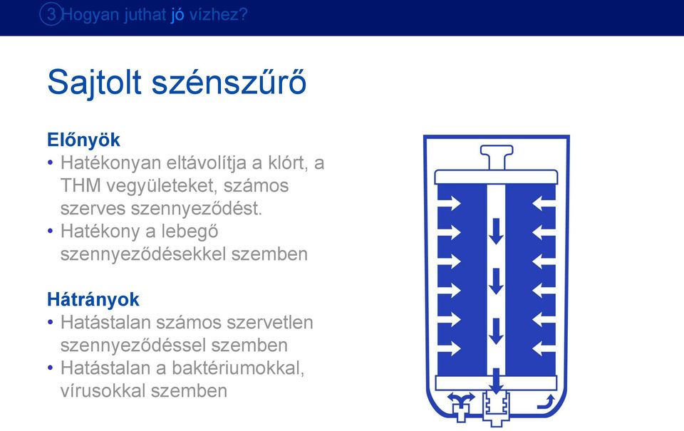 vegyületeket, számos szerves szennyeződést.