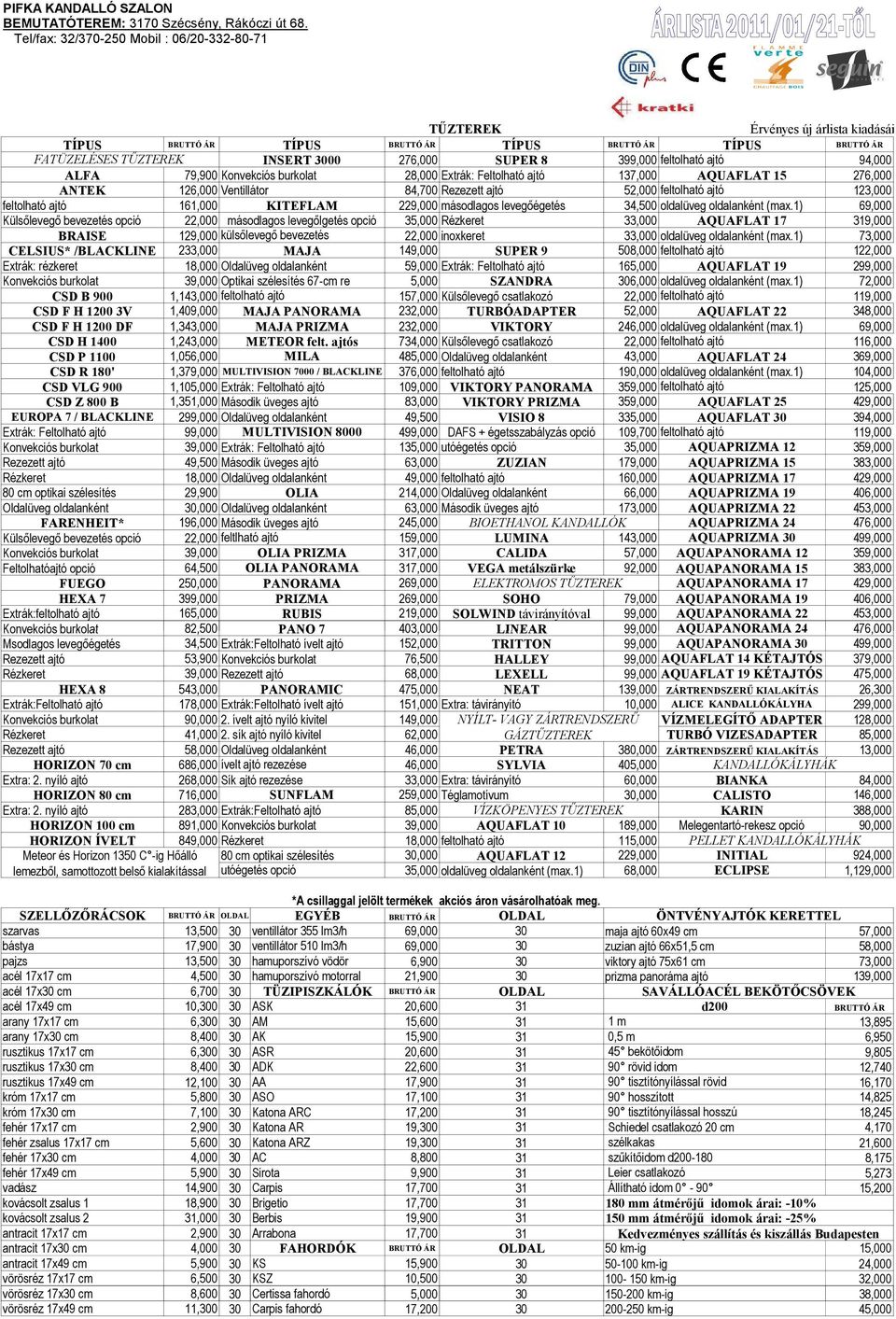 Feltolható ajtó 137,000 AQUAFLAT 15 276,000 ANTEK 126,000 Ventillátor 84,700 Rezezett ajtó 52,000 feltolható ajtó 123,000 feltolható ajtó 161,000 KITEFLAM 229,000 másodlagos levegőégetés 34,500
