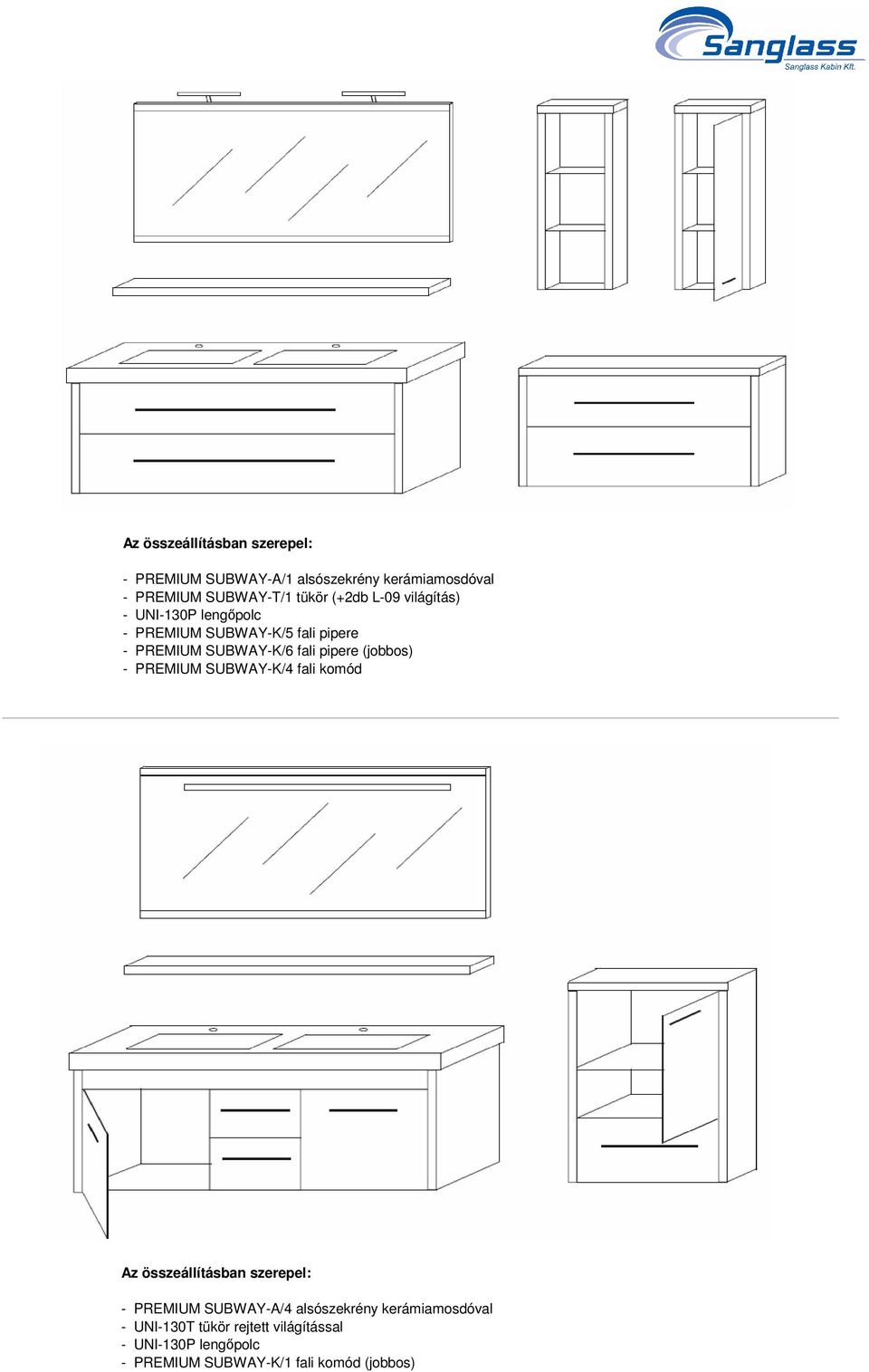 (jobbos) - PREMIUM SUBWAY-K/4 fali komód Az összeállításban szerepel: - PREMIUM SUBWAY-A/4 alsószekrény