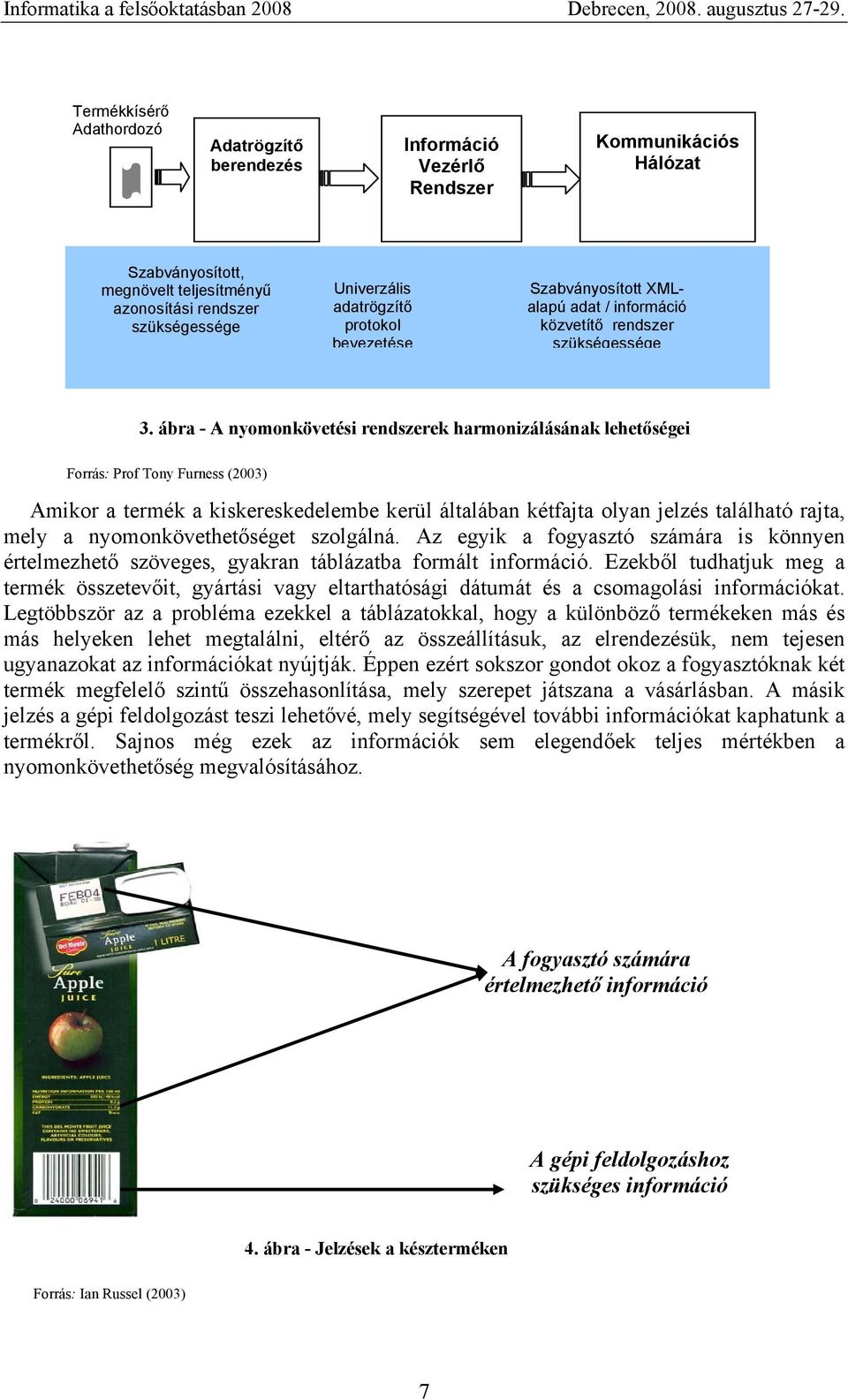 ábra - A nyomonkövetési rendszerek harmonizálásának lehetőségei Forrás: Prof Tony Furness (2003) Amikor a termék a kiskereskedelembe kerül általában kétfajta olyan jelzés található rajta, mely a