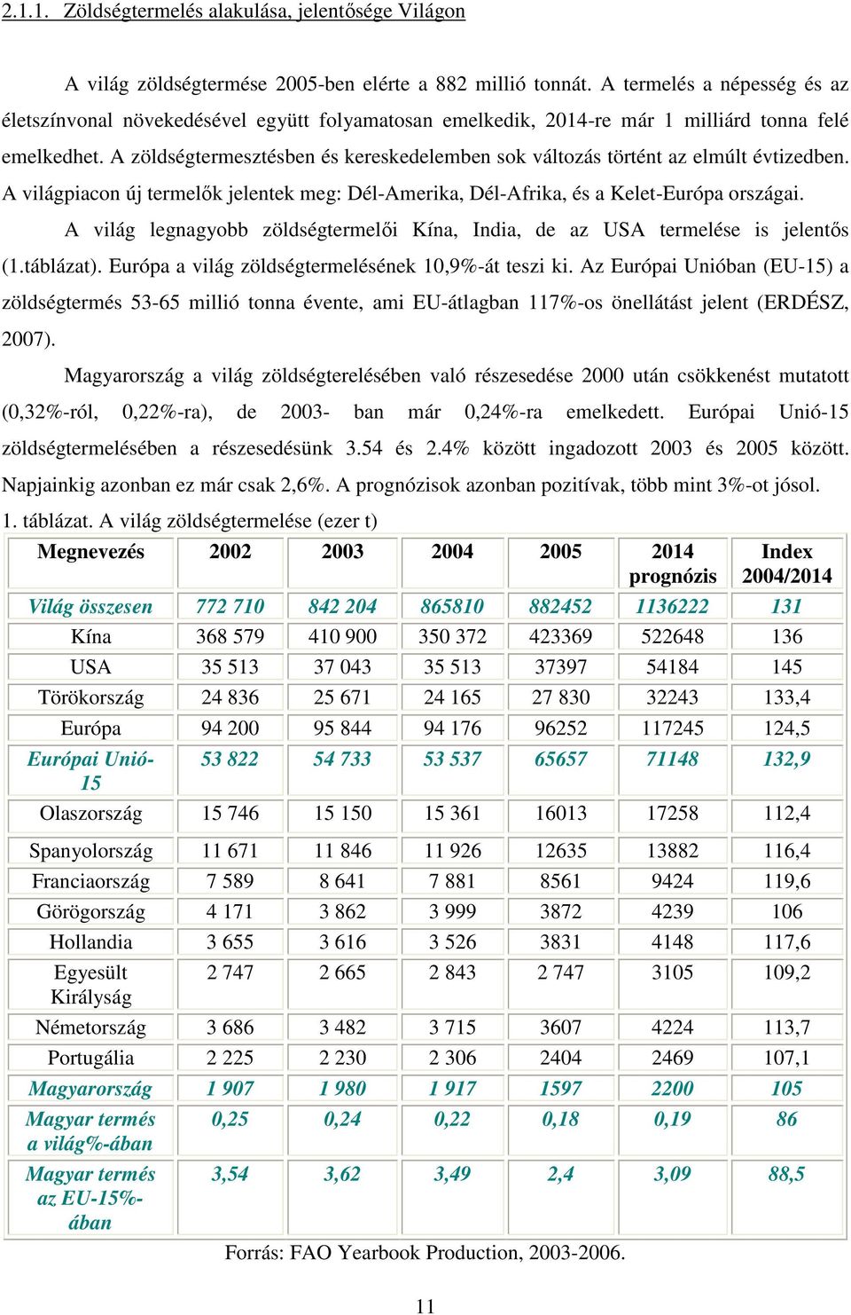 A zöldségtermesztésben és kereskedelemben sok változás történt az elmúlt évtizedben. A világpiacon új termelık jelentek meg: Dél-Amerika, Dél-Afrika, és a Kelet-Európa országai.