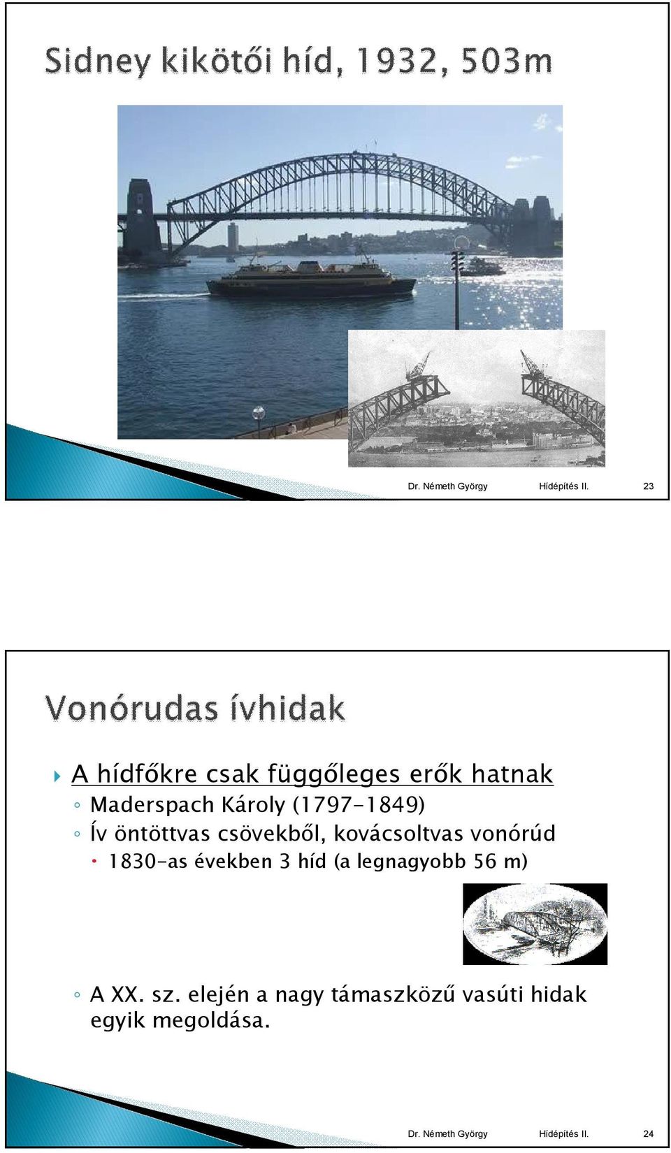 vonórúd 1830-as években 3 híd (a legnagyobb 56 m) A XX.