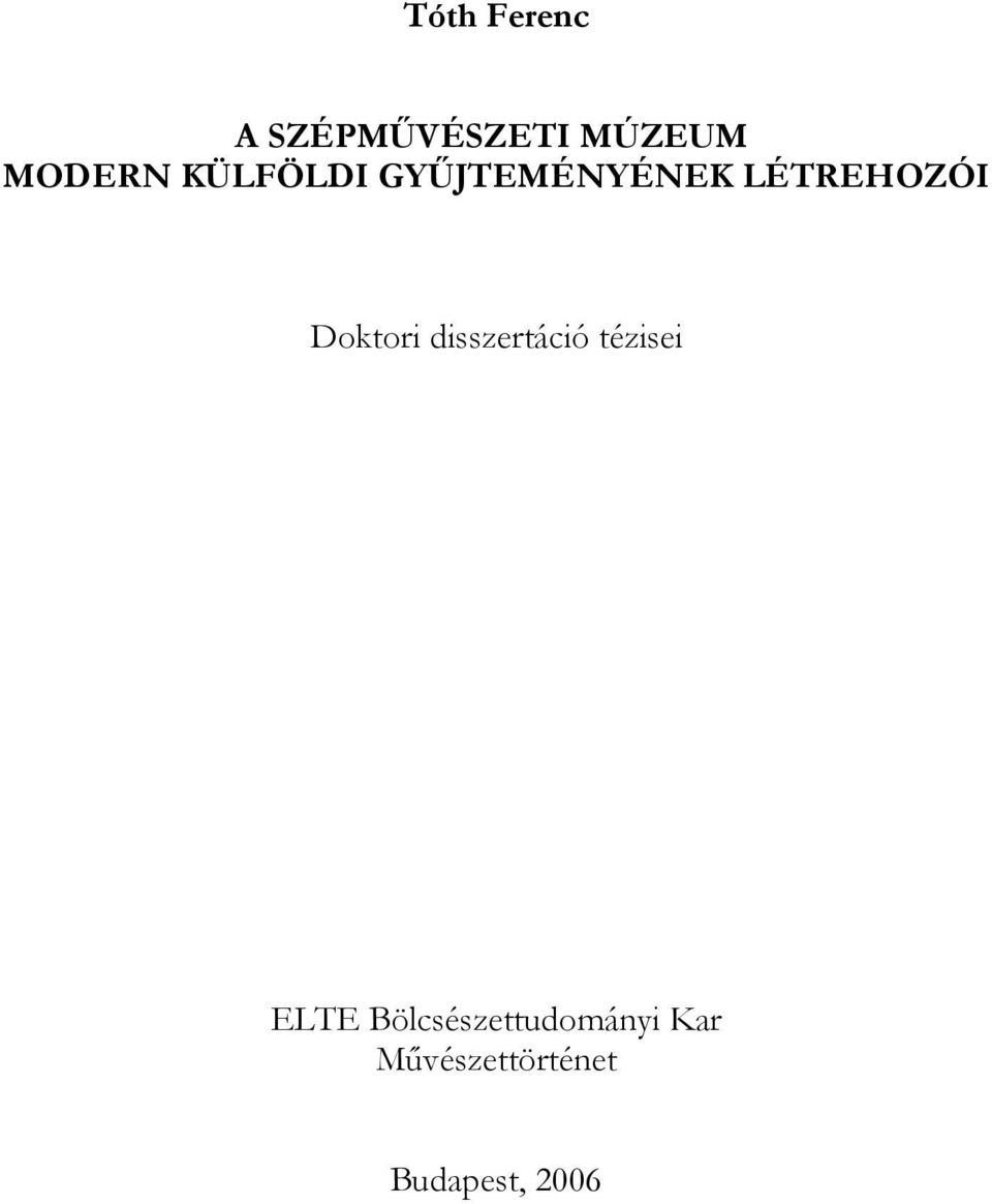 Doktori disszertáció tézisei ELTE