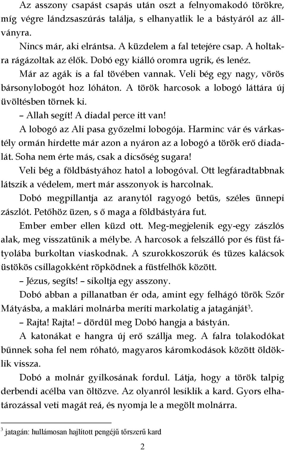 A török harcosok a lobogó láttára új üvöltésben törnek ki. Allah segít! A diadal perce itt van! A lobogó az Ali pasa győzelmi lobogója.