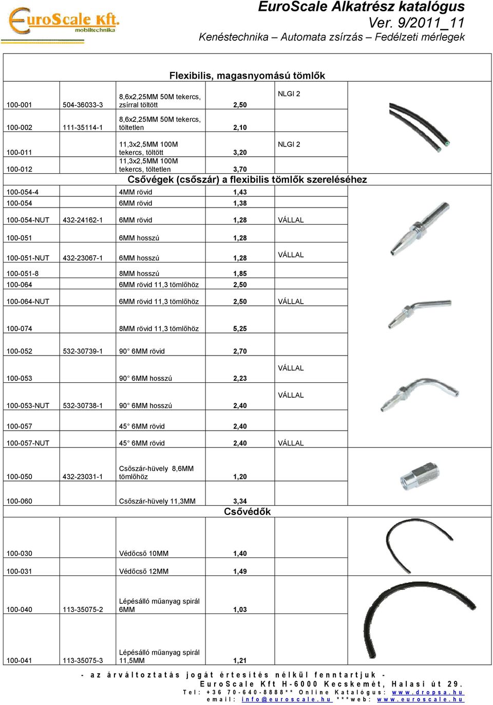 rövid 1,28 VÁLLAL 100-051 6MM hosszú 1,28 100-051-NUT 432-23067-1 6MM hosszú 1,28 VÁLLAL 100-051-8 8MM hosszú 1,85 100-064 6MM rövid 11,3 tömlőhöz 2,50 100-064-NUT 6MM rövid 11,3 tömlőhöz 2,50 VÁLLAL