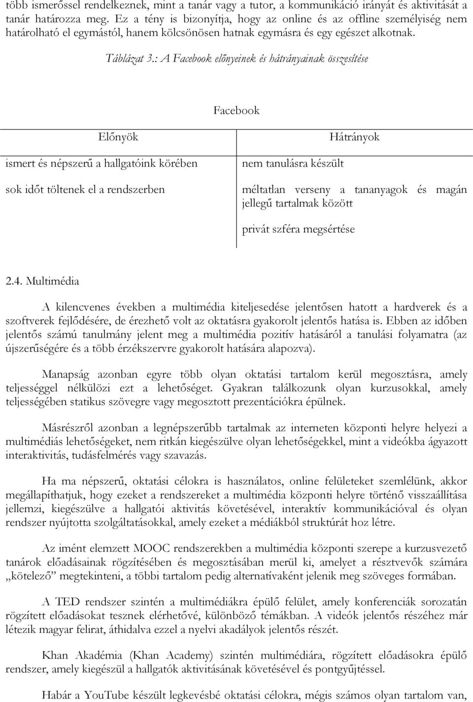 : A Facebook előnyeinek és hátrányainak összesítése Facebook Előnyök ismert és népszerű a hallgatóink körében sok időt töltenek el a rendszerben nem tanulásra készült Hátrányok méltatlan verseny a