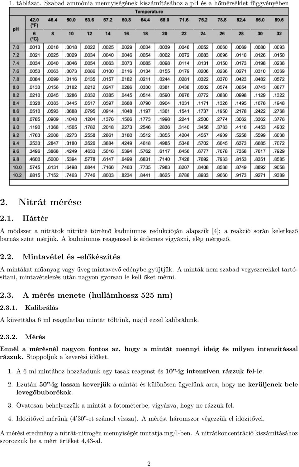 A minták nem szabad vegyszerekkel tartósítani, mintavételezés után nagyon gyorsan le kell őket mérni. 2.3. A mérés menete (hullámhossz 525 nm) 2.3.1.