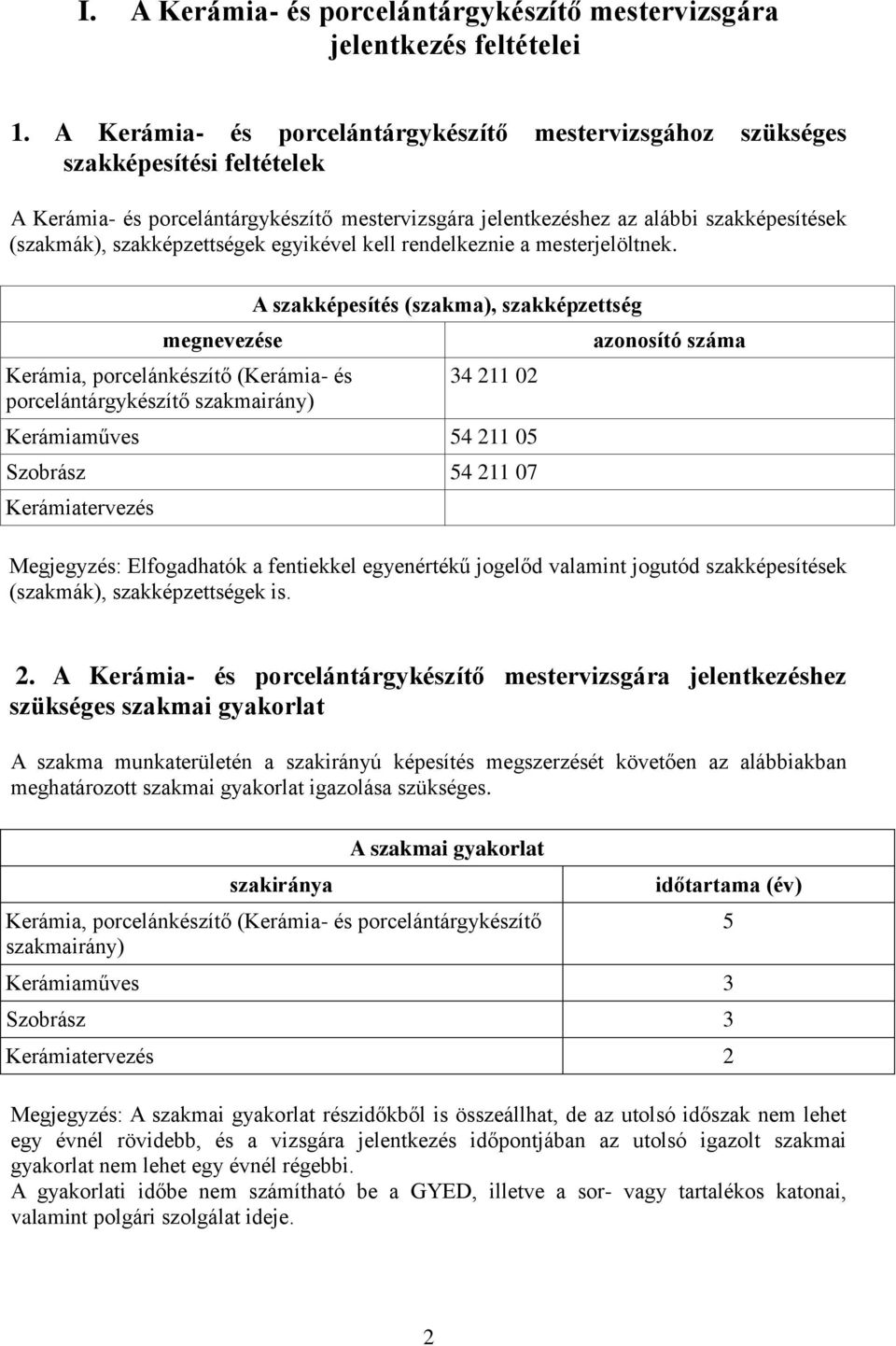 szakképzettségek egyikével kell rendelkeznie a mesterjelöltnek.