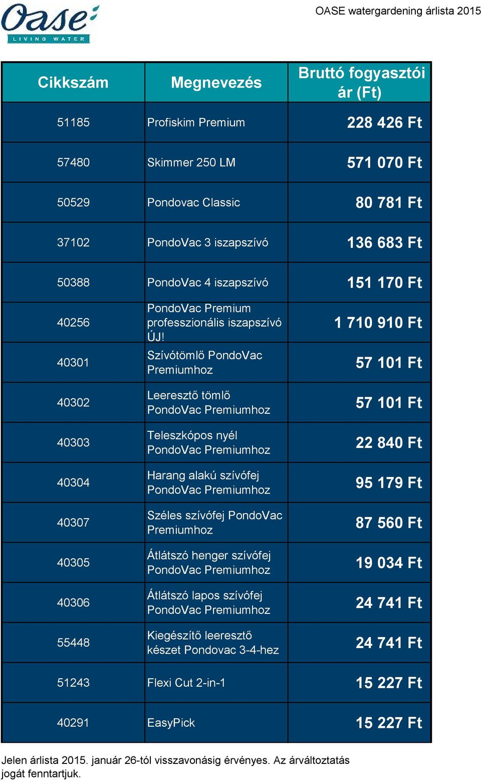 1 710 910 Ft Szívótömlő PondoVac Premiumhoz 57 101 Ft Leeresztő tömlő PondoVac Premiumhoz 57 101 Ft Teleszkópos nyél PondoVac Premiumhoz 22 840 Ft Harang alakú szívófej PondoVac