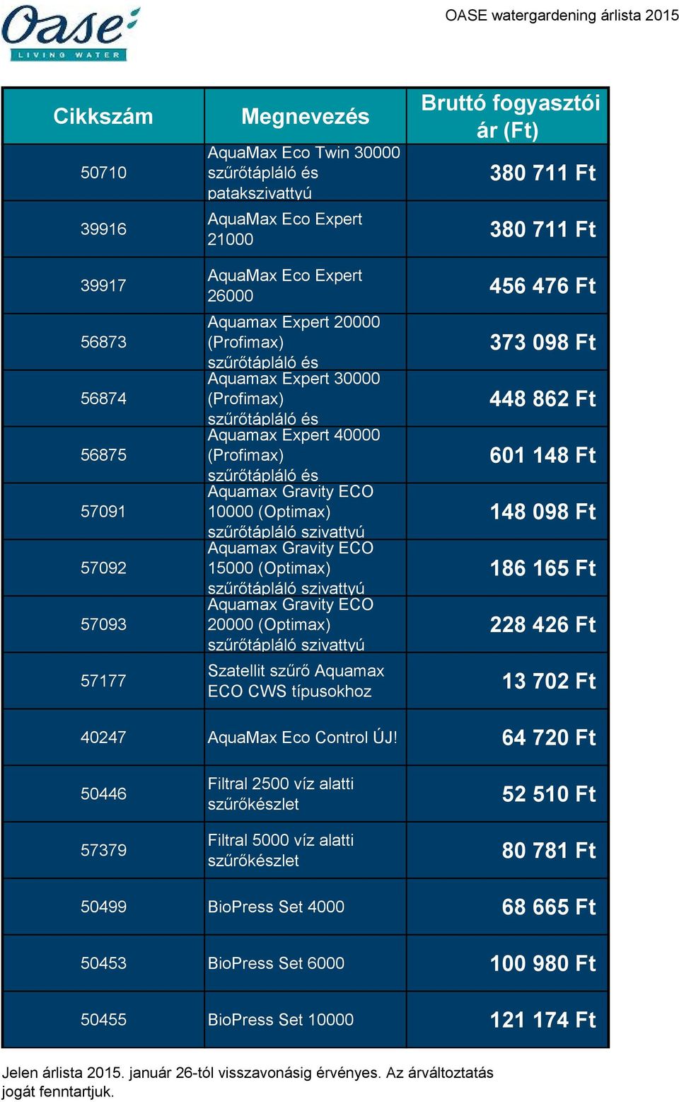 Aquamax Gravity ECO 20000 (Optimax) szűrőtápláló szivattyú 373 098 Ft 448 862 Ft 601 148 Ft 148 098 Ft 186 165 Ft 228 426 Ft Szatellit szűrő Aquamax ECO CWS típusokhoz 13 702 Ft 40247 AquaMax Eco