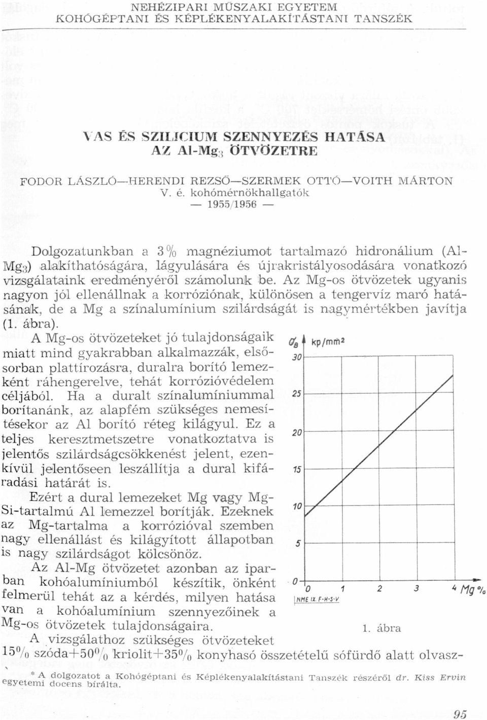 Mg-o-s ötvözetek ugyanis nagyon jól ellenállnak a korróziónak, különösen a tengervíz maró hatásánalk, de a Mg a színalumínium szilárdságát is nagymértékben javítja (1 ábra) A Mg-os ötvözeteket jó