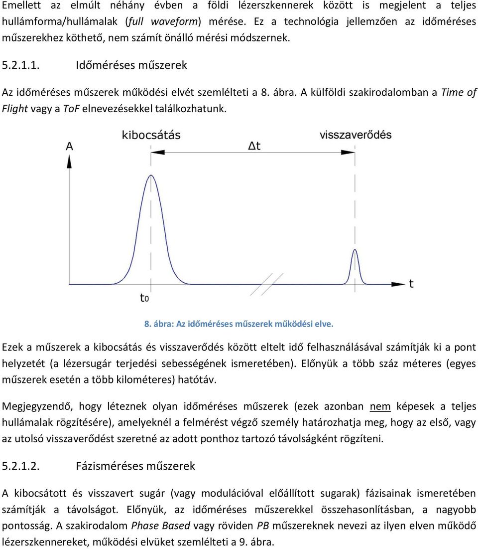 A külföldi szakirodalomban a Time of Flight vagy a ToF elnevezésekkel találkozhatunk. 8. ábra: Az időméréses műszerek működési elve.