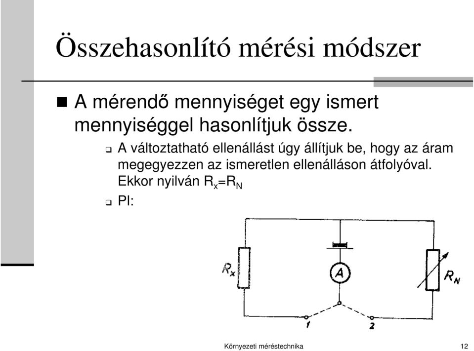 A változtatható ellenállást úgy állítjuk be, hogy az áram