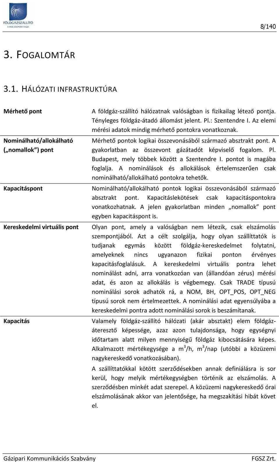 A gyakrlatban az összevnt gázátadót képviselő fgalm. Pl. Budapest, mely többek között a Szentendre I. pntt is magába fglalja.