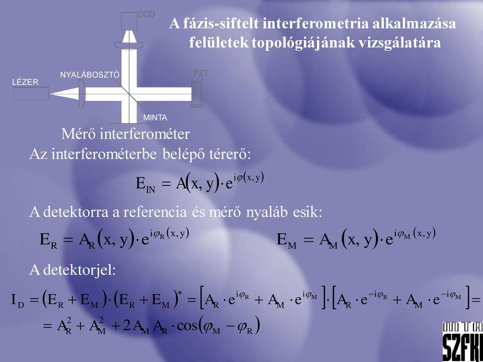 detektorjel: y x i IN e y A x E,, = y x i M M y x i R R M R e y x A E e y x A E,,,, = = R M R M M