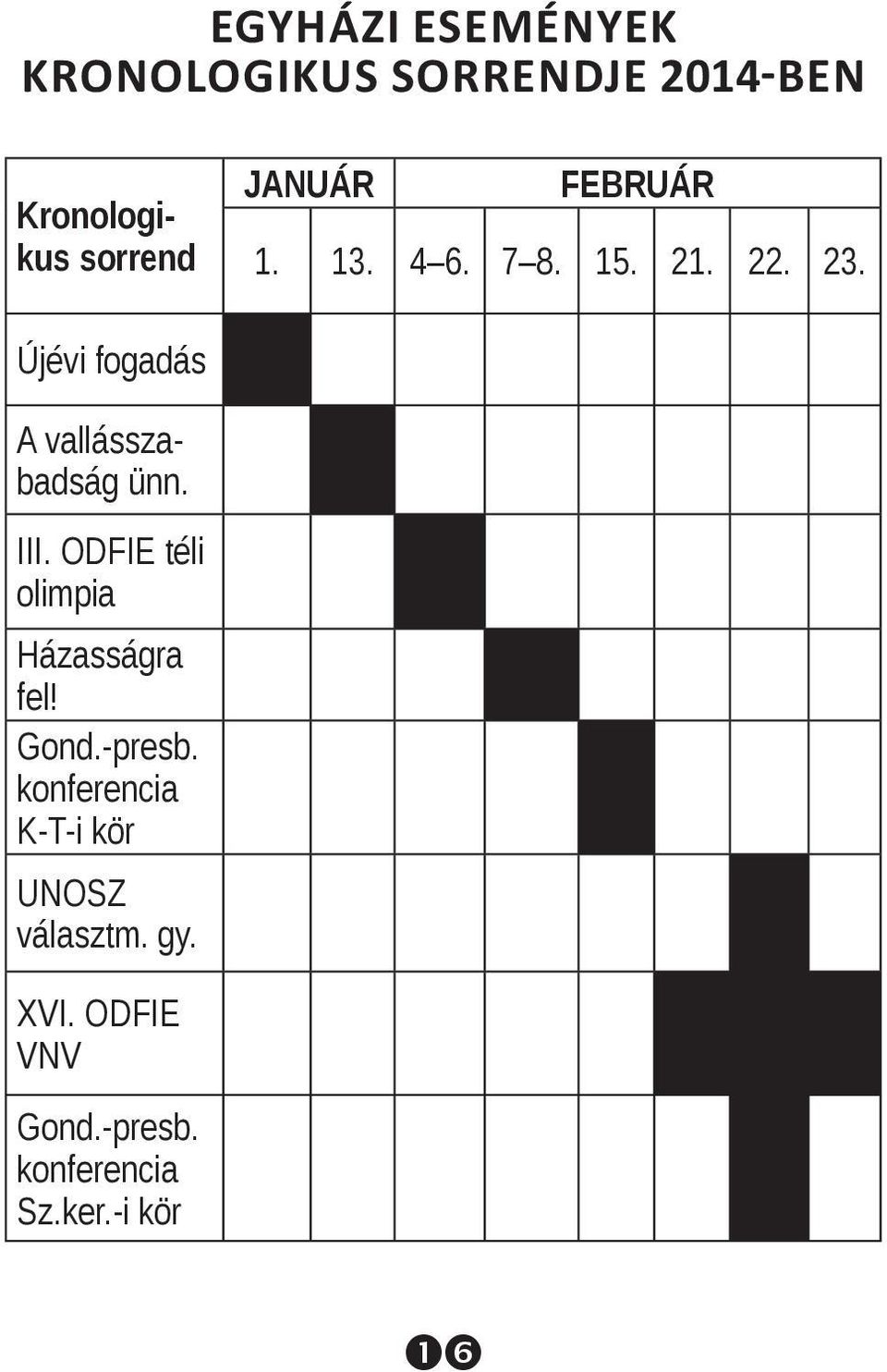 Újévi fogadás A vallásszabadság ünn. III. ODFIE téli olimpia Házasságra fel!