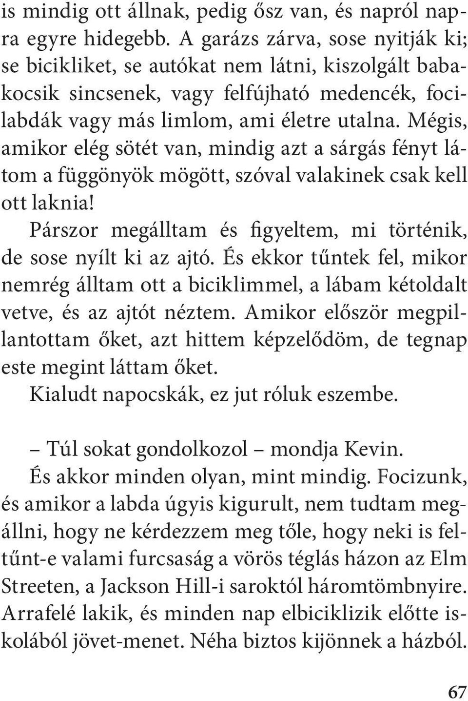 Mégis, amikor elég sötét van, mindig azt a sárgás fényt látom a függönyök mögött, szóval valakinek csak kell ott laknia! Párszor megálltam és figyeltem, mi történik, de sose nyílt ki az ajtó.
