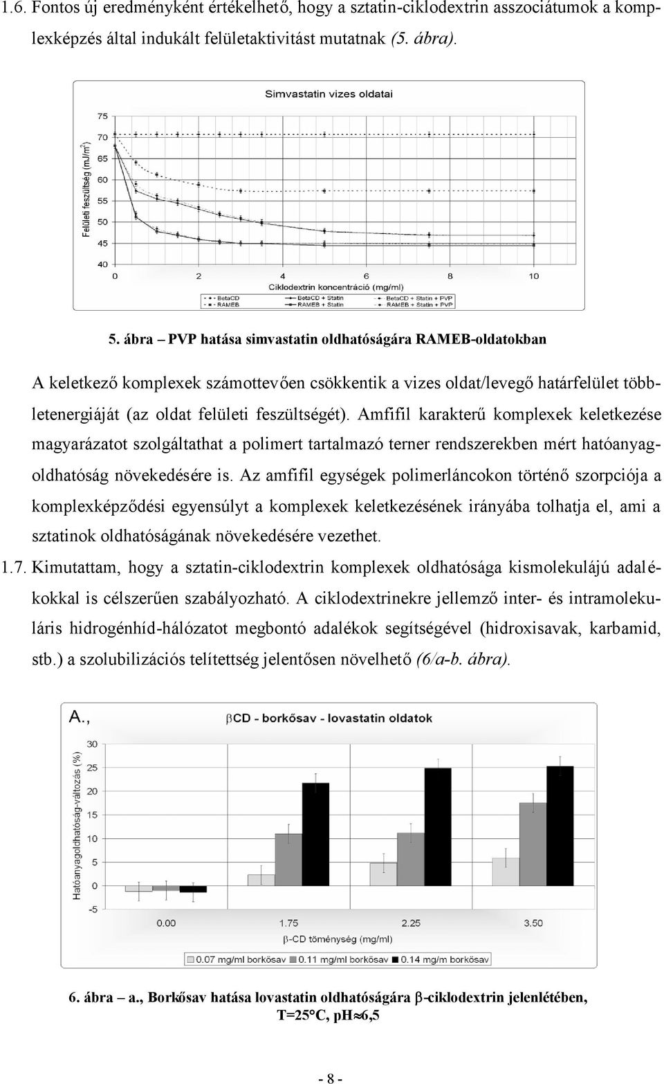Amfifil karakterűkomplexek keletkezése magyarázatot szolgáltathat a polimert tartalmazó terner rendszerekben mért hatóanyagoldhatóság növekedésére is.