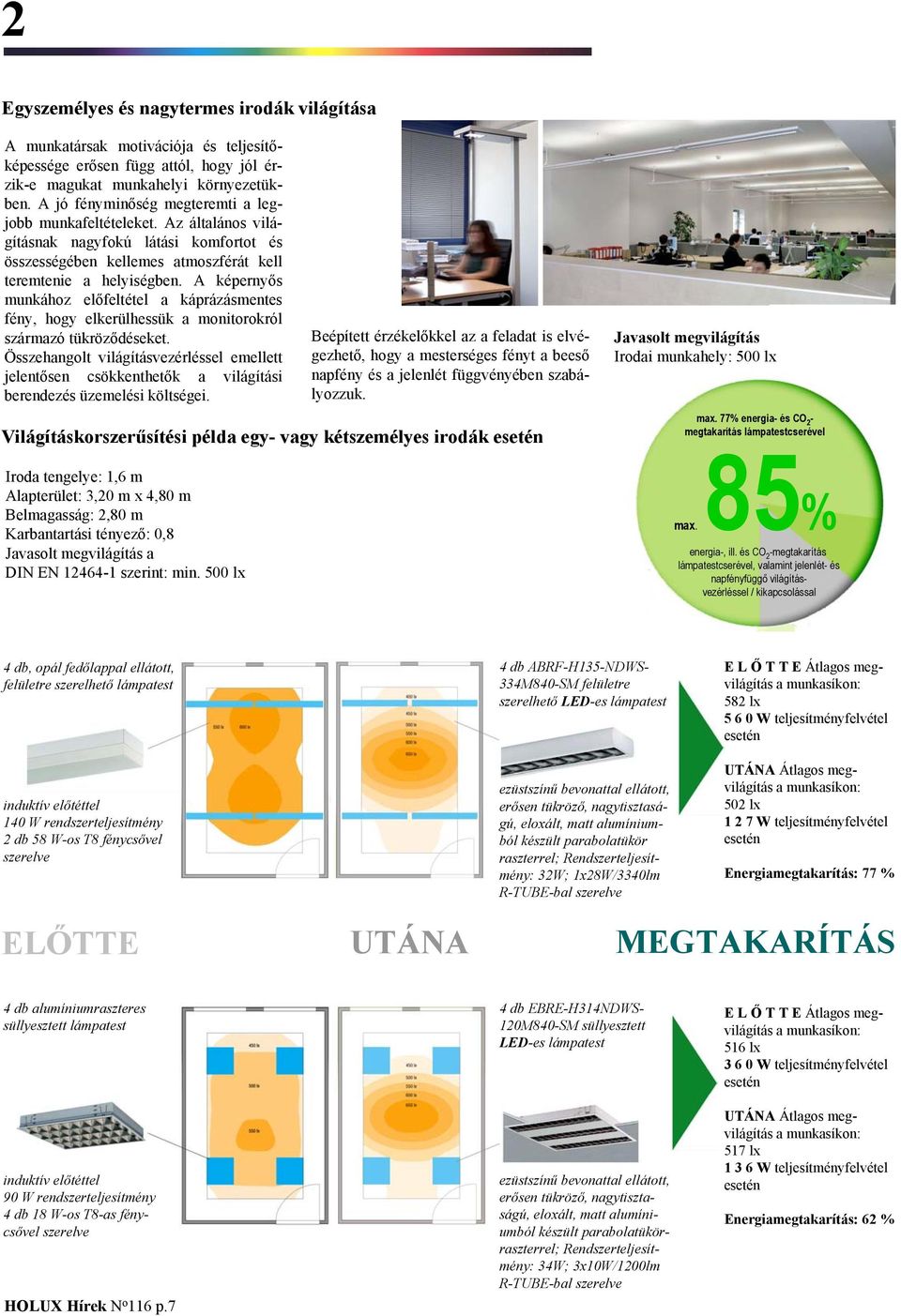 A képernyős munkához előfeltétel a káprázásmentes fény, hogy elkerülhessük a monitorokról származó tükröződéseket.