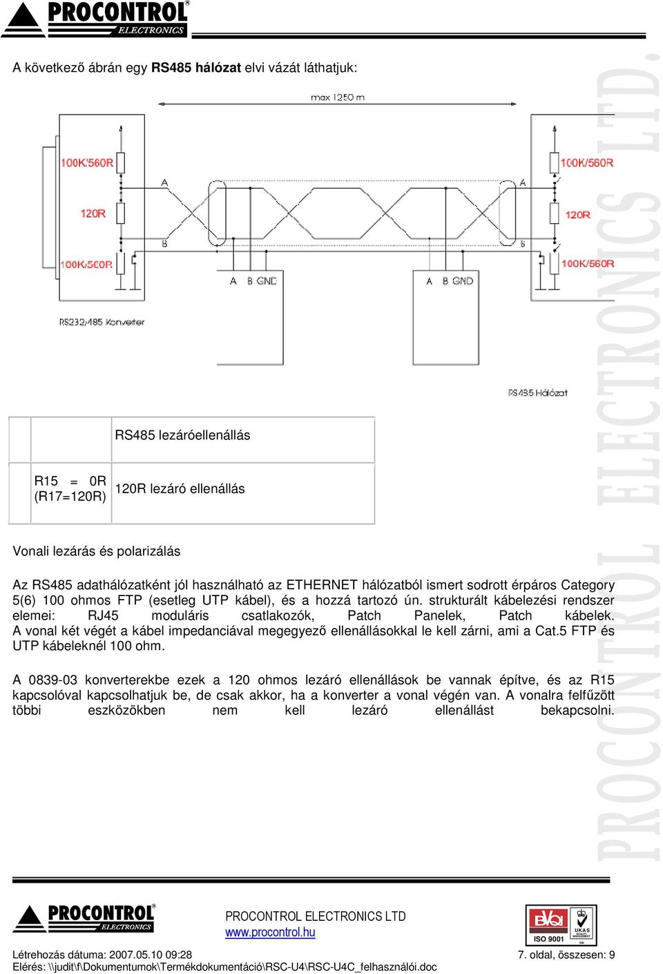 strukturált kábelezési rendszer elemei: RJ45 moduláris csatlakozók, Patch Panelek, Patch kábelek. A vonal két végét a kábel impedanciával megegyező ellenállásokkal le kell zárni, ami a Cat.