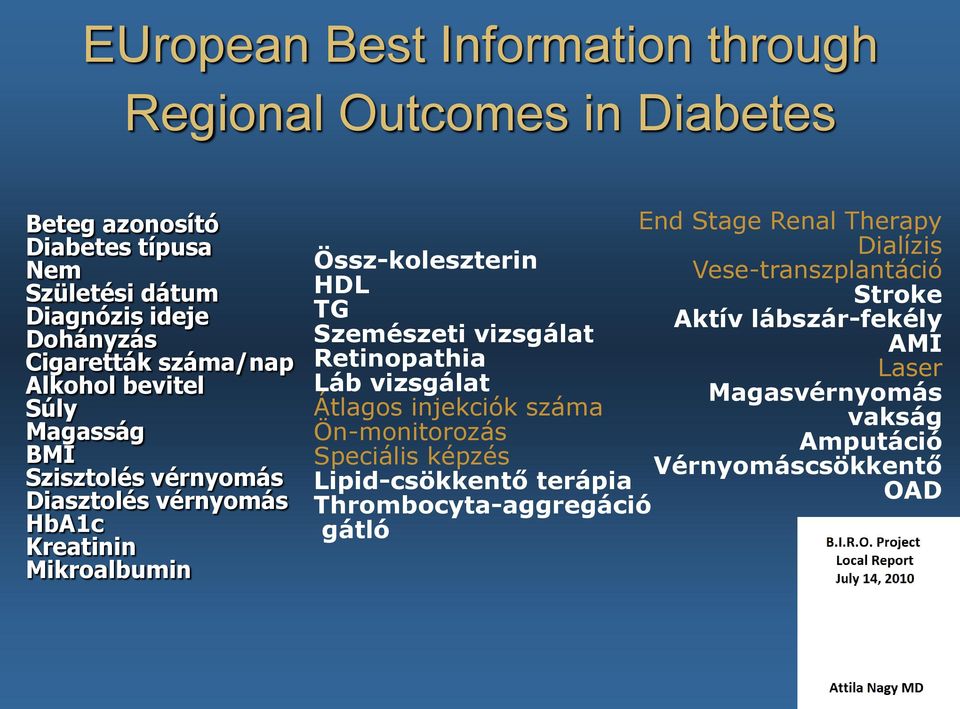 Therapy Dialízis Össz-koleszterin Vese-transzplantáció HDL Stroke TG Aktív lábszár-fekély Szemészeti vizsgálat AMI Retinopathia Laser Láb vizsgálat