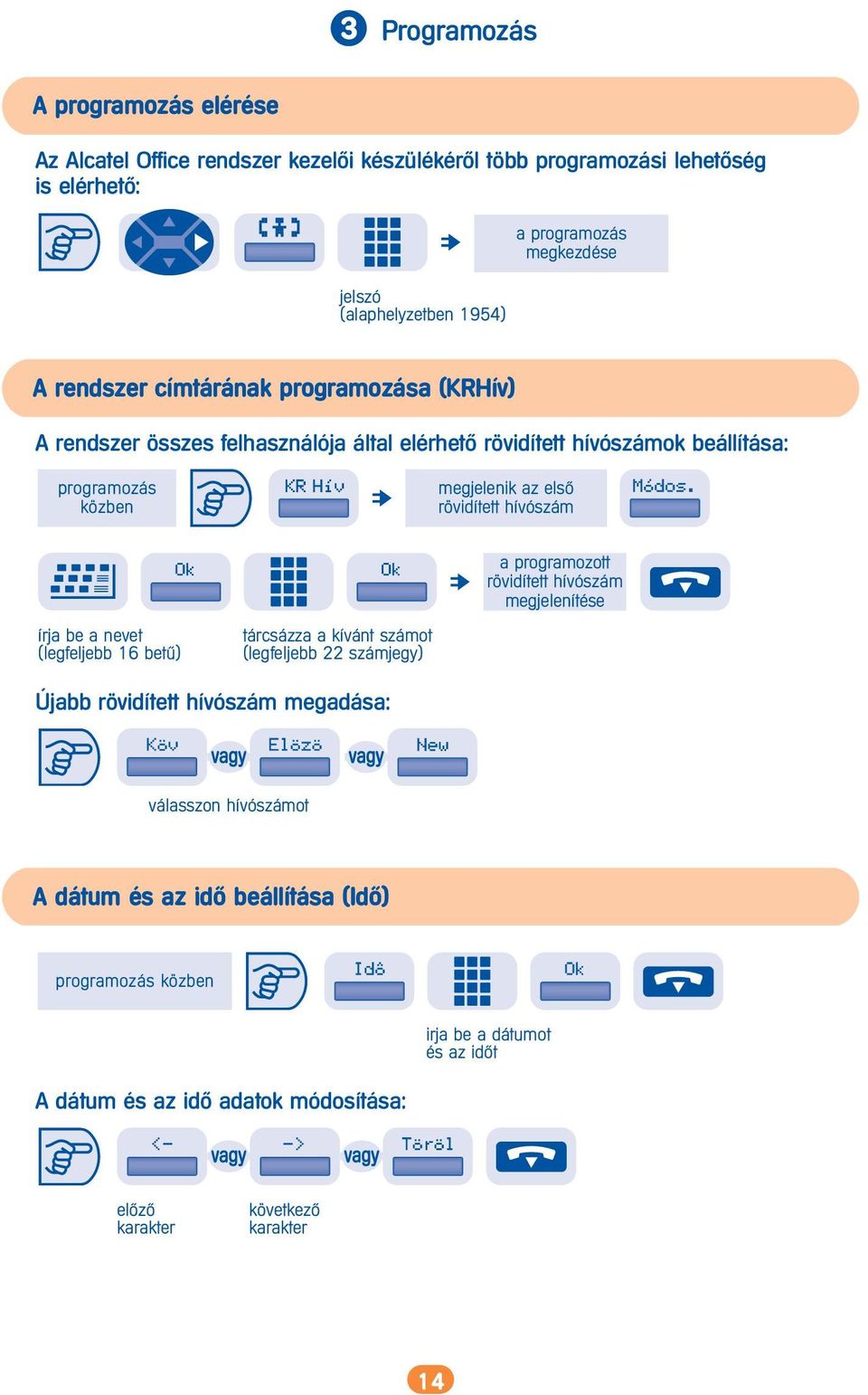 hívószám a programozott rövidített hívószám megjelenítése írja be a nevet (legfeljebb 16 bet_) tárcsázza a kívánt számot (legfeljebb 22 számjegy) Újabb rövidített hívószám