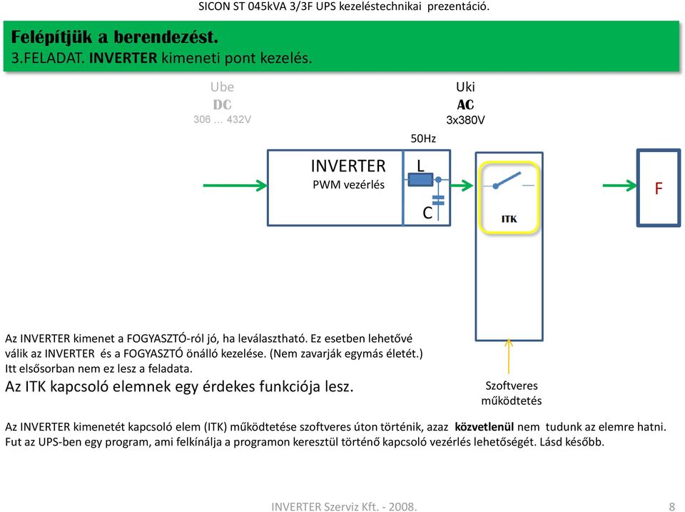 Ez esetben lehetővé válik az INVERTER és a FOGYASZTÓ önálló kezelése. (Nem zavarják egymás életét.) Itt elsősorban nem ez lesz a feladata.