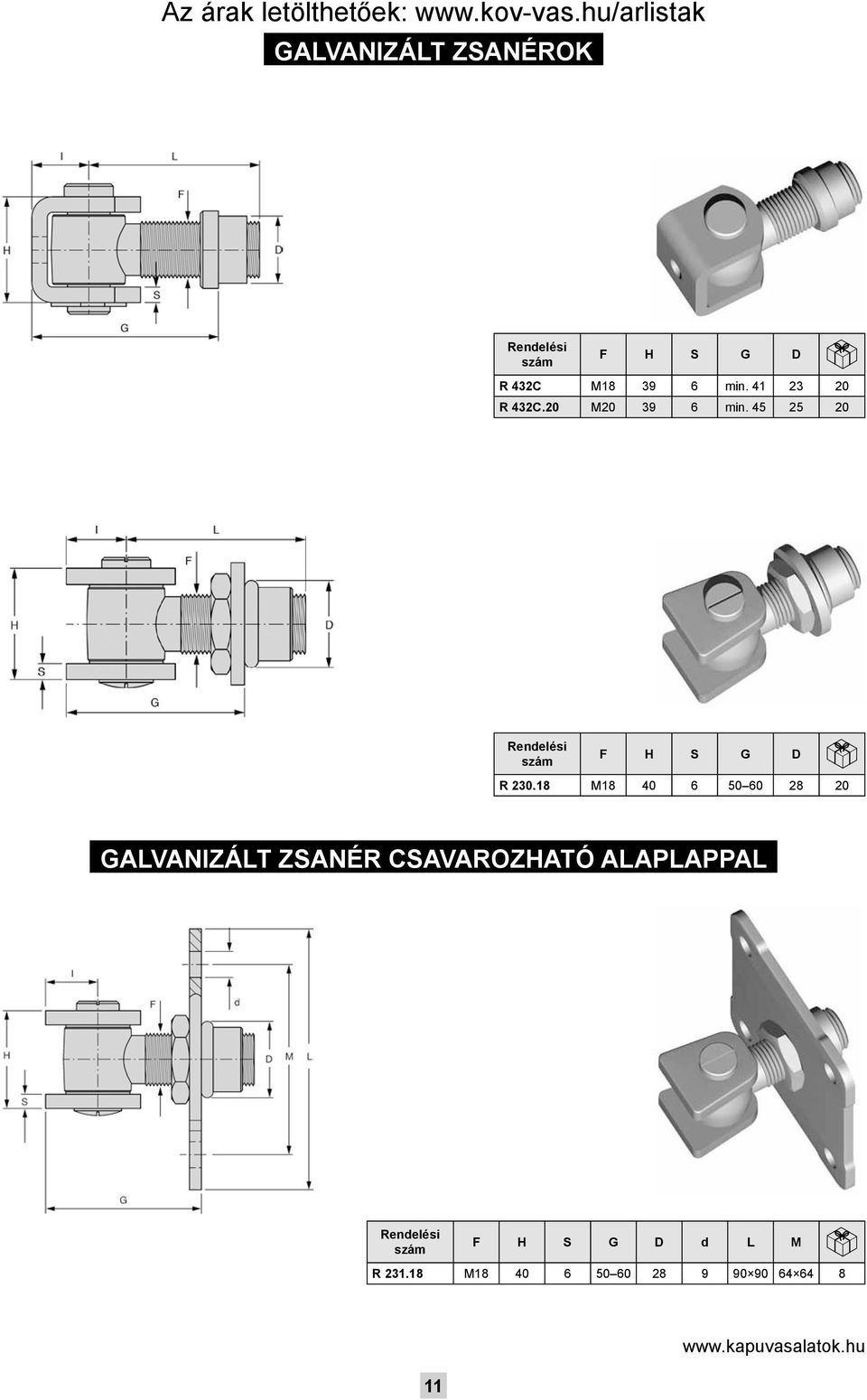 18 M18 40 6 50 60 28 20 Galvanizált zsanér csavarozható