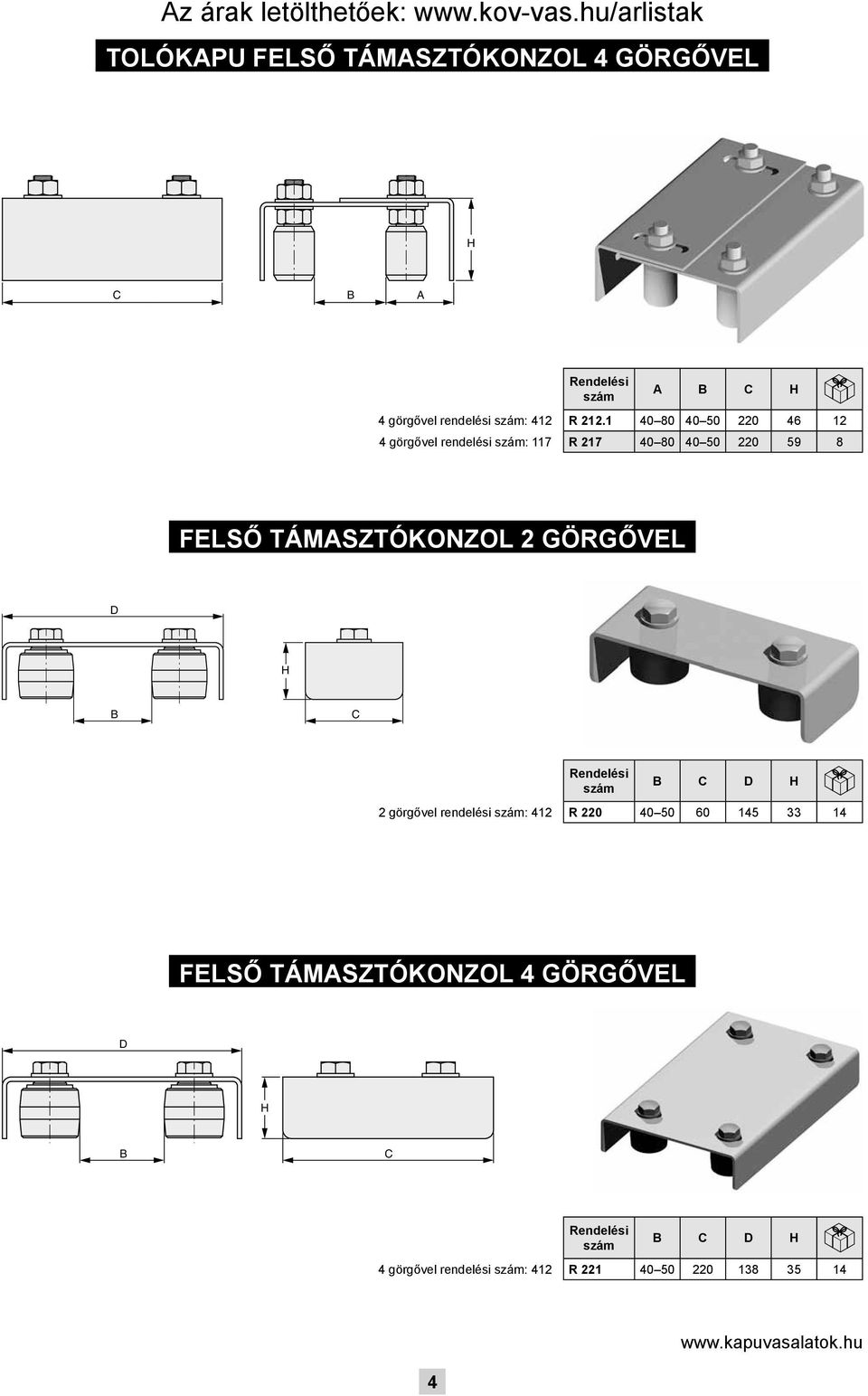 1 40 80 40 50 220 46 12 R 217 40 80 40 50 220 59 8 felső támasztókonzol 2