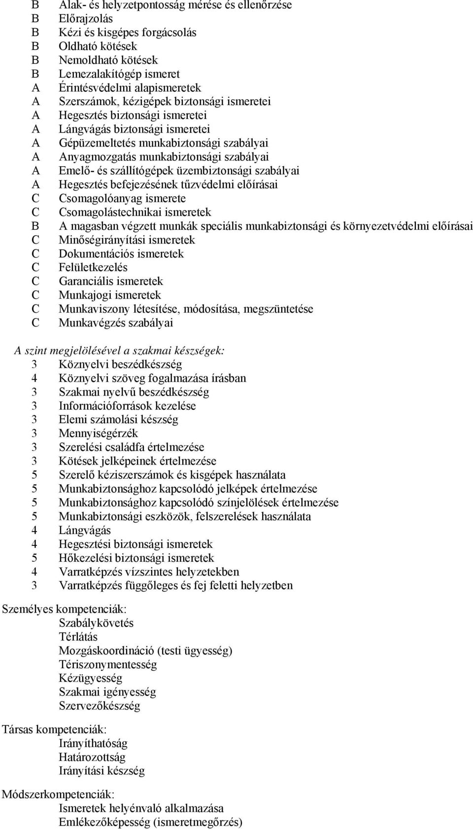 üzembiztonsági szabályai Hegesztés befejezésének tűzvédelmi előírásai somagolóanyag ismerete somagolástechnikai ismeretek magasban végzett munkák speciális munkabiztonsági és környezetvédelmi