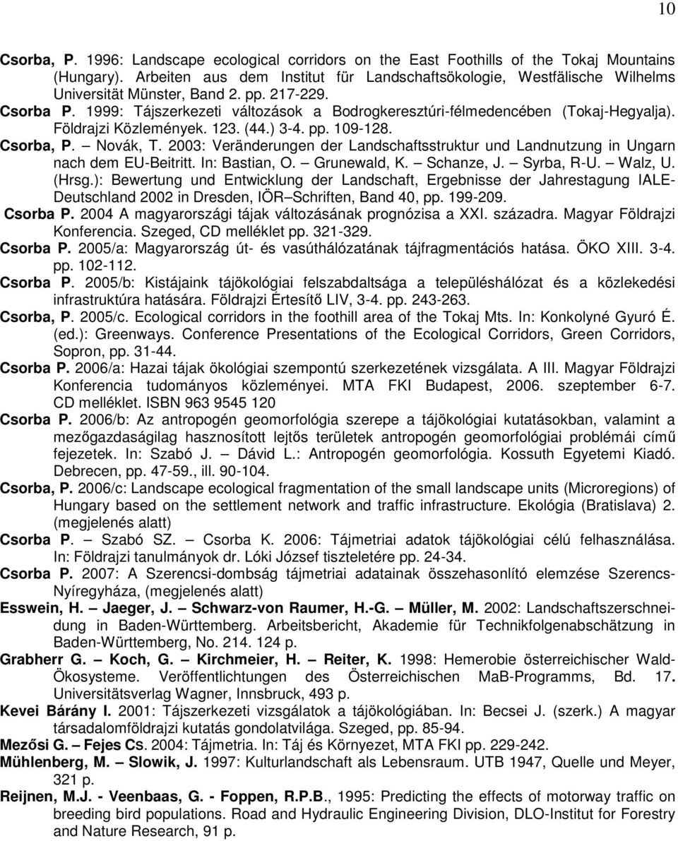 1999: Tájszerkezeti változások a Bodrogkeresztúri-félmedencében (Tokaj-Hegyalja). Földrajzi Közlemények. 123. (44.) 3-4. pp. 109-128. Csorba, P. Novák, T.