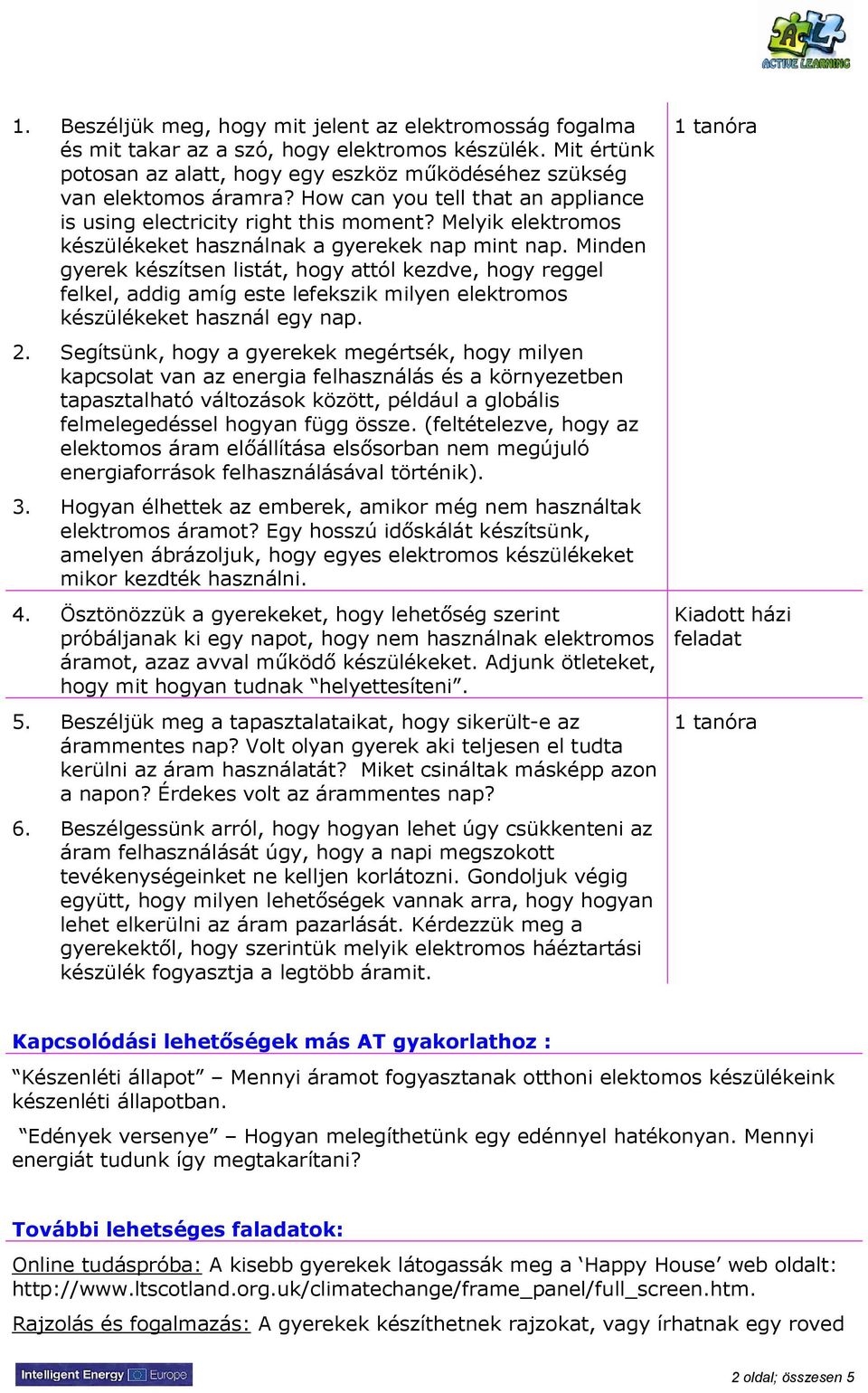 Minden gyerek készítsen listát, hogy attól kezdve, hogy reggel felkel, addig amíg este lefekszik milyen elektromos készülékeket használ egy nap. 2.